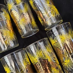 Vintage Pine Cone Glass Tumbler Set of 6